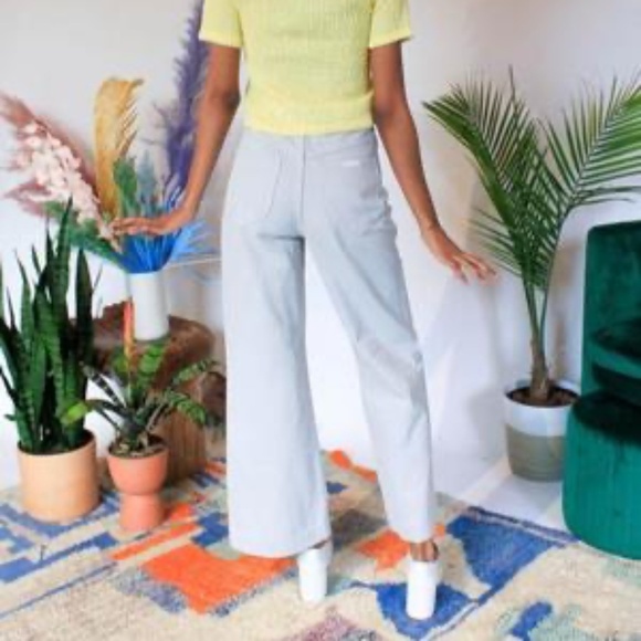 ROLLAS The Sailor Jean High Rise Wide Leg Color-block Shell Spice Gray /Cream 24 - Picture 2 of 11